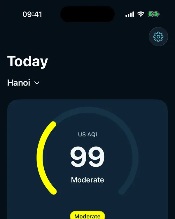 Màn hình hôm nay của Air Halo, US AQI 99