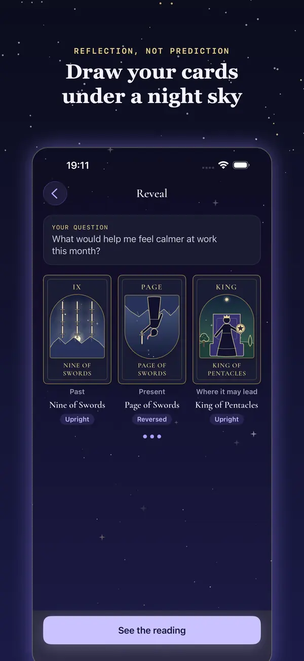 A three-card spread