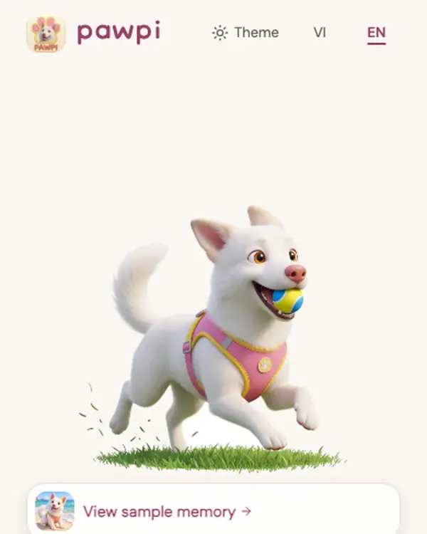 Màn hình chào của Pawpi với linh vật