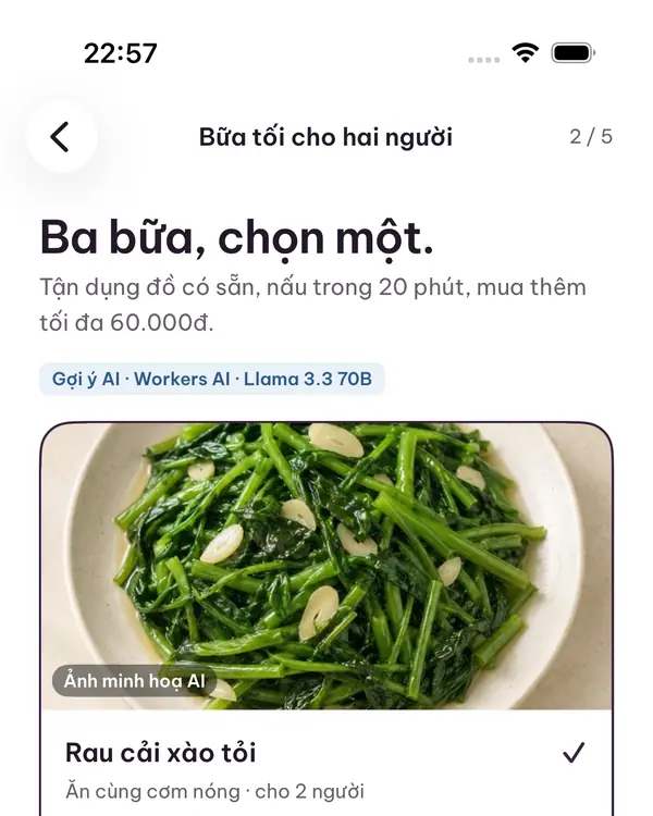 Ba bữa tối AI gợi ý để chọn